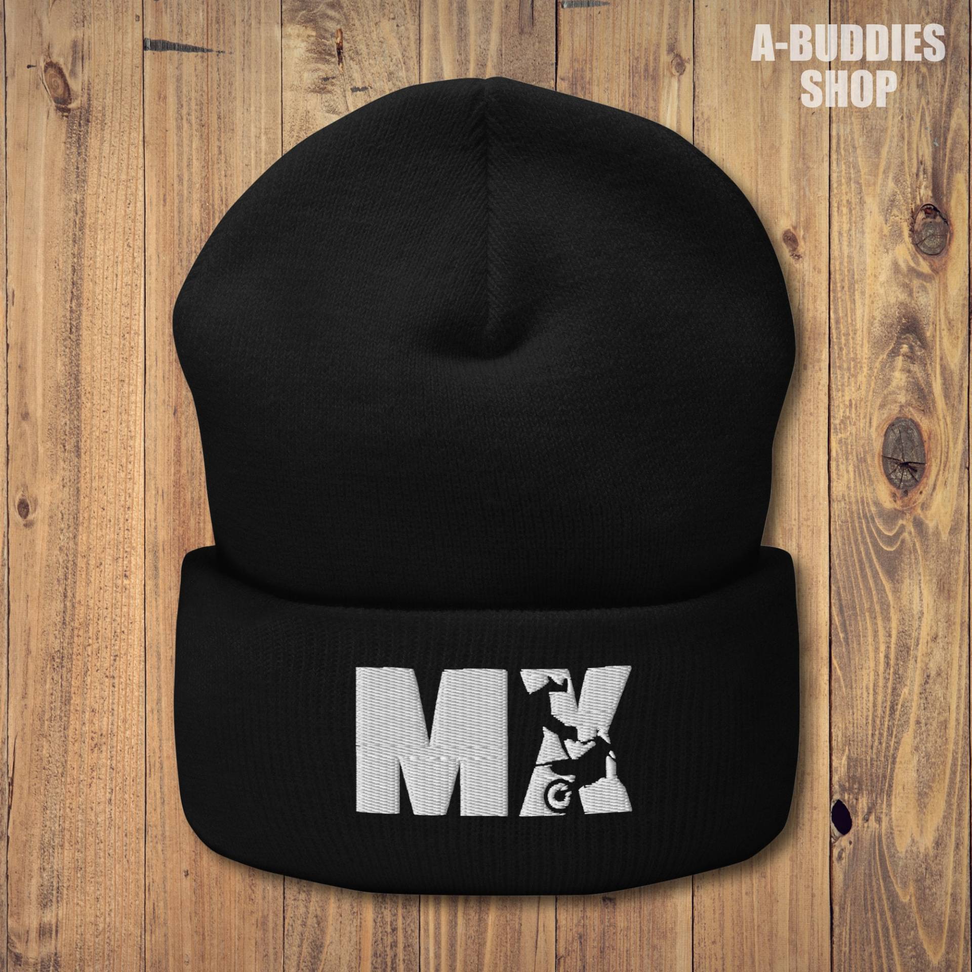 Besticktes Mx Cuffed Beanie - Motocross Classic von ABuddies