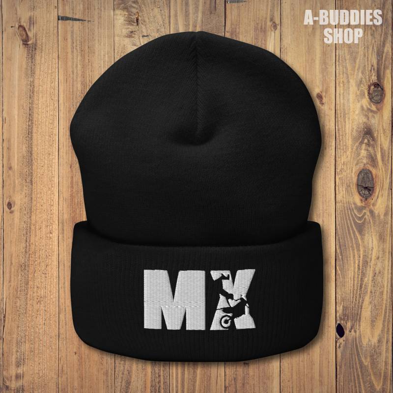 Besticktes Mx Cuffed Beanie - Motocross Classic von ABuddies