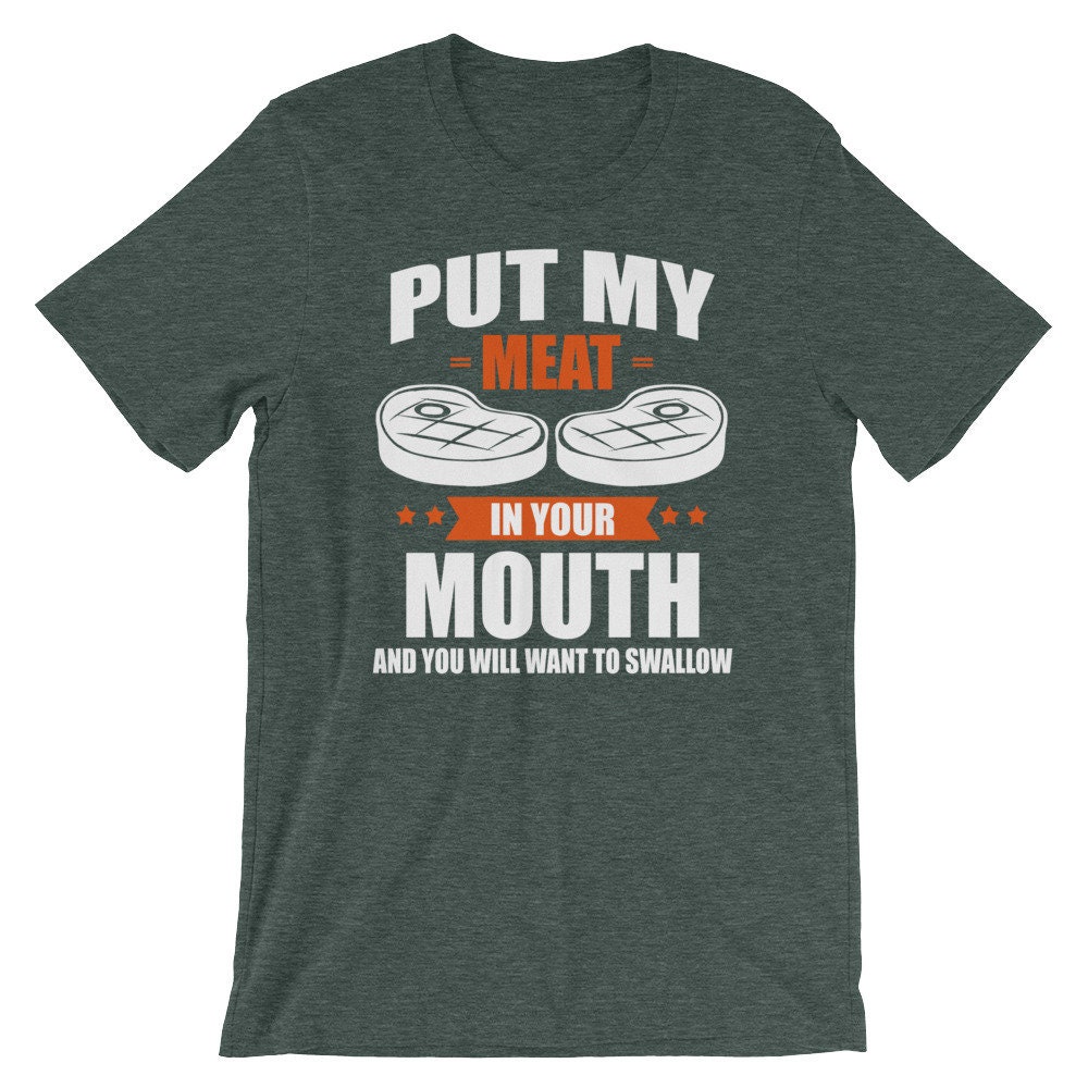 Lustige Grill - Bbq Mein Fleisch in Den Mund Und Möchten Sie Unisex T-Shirt Kurzarm-Schwalbe Lustige Grill - Bbq Mein Fleisch in Den Mund Und Möchten Sie Unisex T-Shirt Kurzarm-Schwalbe von ABunchaShirts