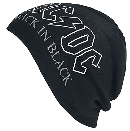 AC/DC Back In Black - Light Beanie Unisex Mütze schwarz 100% Baumwolle Band-Merch, Bands von AC/DC