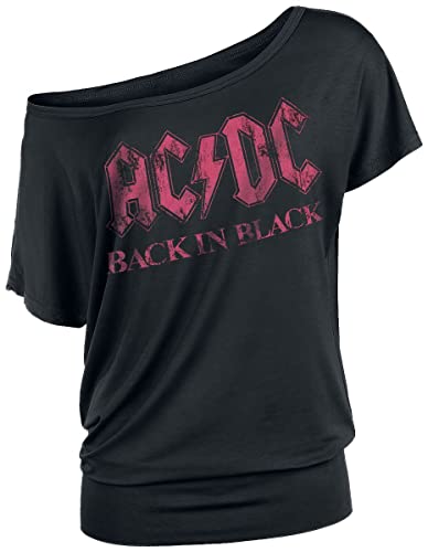 AC/DC Back in Black Damen T-Shirt, kurzärmlig, Schwarz, Größe L, Noir, X-Large von AC/DC