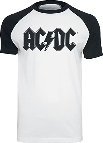 AC/DC Black Logo Männer T-Shirt weiß/schwarz XXL 100% Baumwolle Band-Merch, Bands von AC/DC