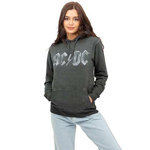 AC/DC Damen Grunge logo Hooded Sweatshirt, Schwarz, 38 EU von AC/DC