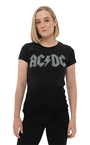 AC/DC Damen Rhinestone T-Shirt, Schwarz, Large von AC/DC