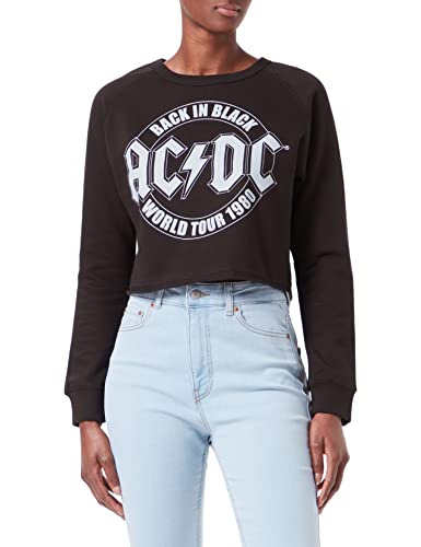 AC/DC Damen Tour Emblem Cropped Sweatshirt, Schwarz (Black Blk), S von AC/DC