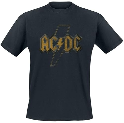 AC/DC Distress Flash Männer T-Shirt schwarz S 100% Baumwolle Band-Merch, Bands von AC/DC