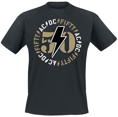 AC/DC Fifty Bold Emblem Männer T-Shirt schwarz M 100% Baumwolle Band-Merch, Bands von AC/DC