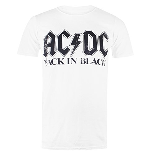 AC/DC Herren Back in Black T-Shirt, weiß, M von AC/DC