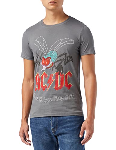 AC/DC Herren Fly on The Wall T-Shirt, Grau, XL von AC/DC