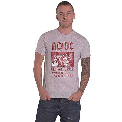 AC/DC Herren Highway to Hell World Tour 1979/1980 with Back Printing T-Shirt, Grau, XXL von AC/DC