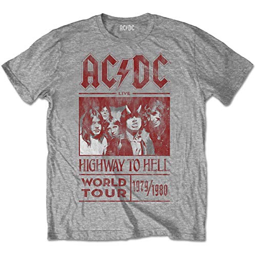 AC/DC Herren Highway to Hell World Tour T-Shirt, grau, M von AC/DC