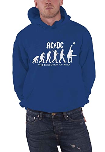 AC/DC Kapuzenpullover Evolution of Rock Band Logo Nue offiziell Herren Navy Blau S von AC/DC