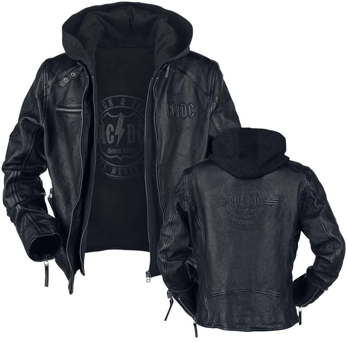 AC/DC Lederjacke - Rock & Roll - Will Never Die - S bis 3XL - für Männer - Größe XL - schwarz  - EMP exklusives Merchandise! von AC/DC