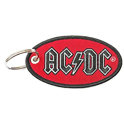 AC/DC Schlüsselring Keychain Oval Classic Band Logo Patch Nue offiziell Rot One Size von AC/DC