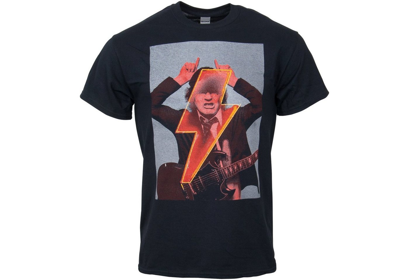 AC/DC T-Shirt Angus Flash mit Aufdruck auf dem Rücken (Schwarz) von AC/DC