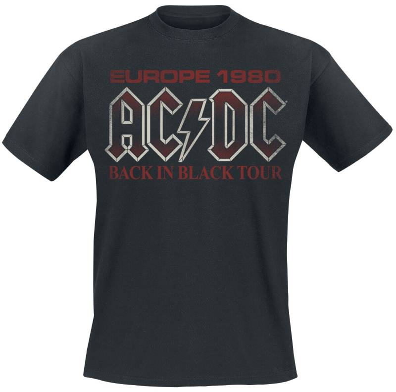 AC/DC T-Shirt - Back In Black Europe 1980 - S bis 4XL - für Männer - Größe M - schwarz  - Lizenziertes Merchandise! von AC/DC