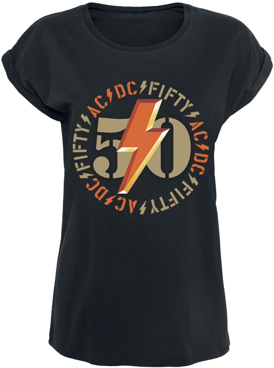 AC/DC T-Shirt - Fifty Bold Emblem - S bis XXL - für Damen - Größe L - schwarz  - Lizenziertes Merchandise! von AC/DC