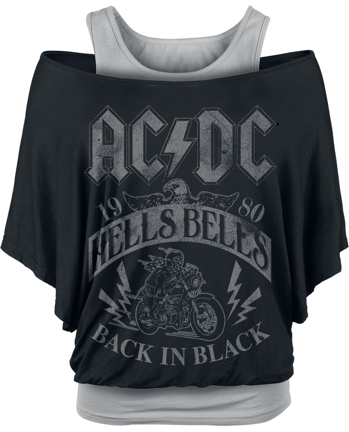 AC/DC T-Shirt - Hells Bells 1980 - S bis XXL - für Damen - Größe L - schwarz/grau  - Lizenziertes Merchandise! von AC/DC