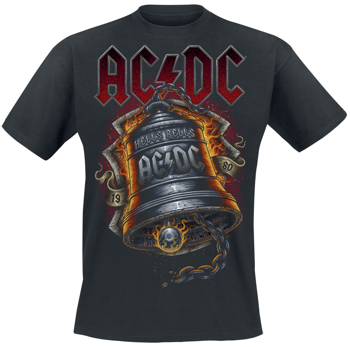 AC/DC T-Shirt - Hells Bells Flames - S bis 5XL - für Männer - Größe 3XL - schwarz  - EMP exklusives Merchandise! von AC/DC