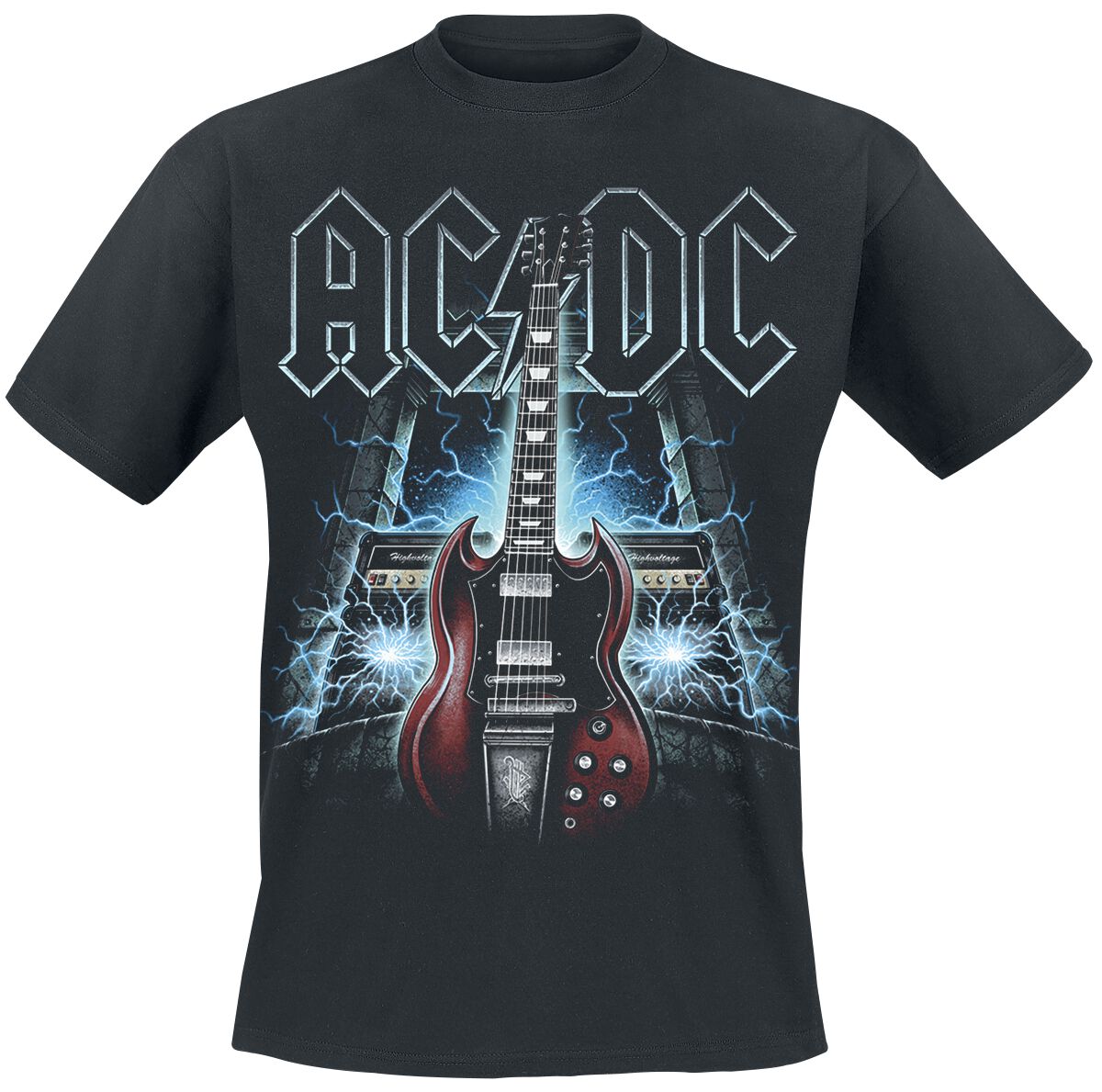 AC/DC T-Shirt - High Voltage Guitar - S bis 5XL - Größe S - schwarz  - Lizenziertes Merchandise! von AC/DC