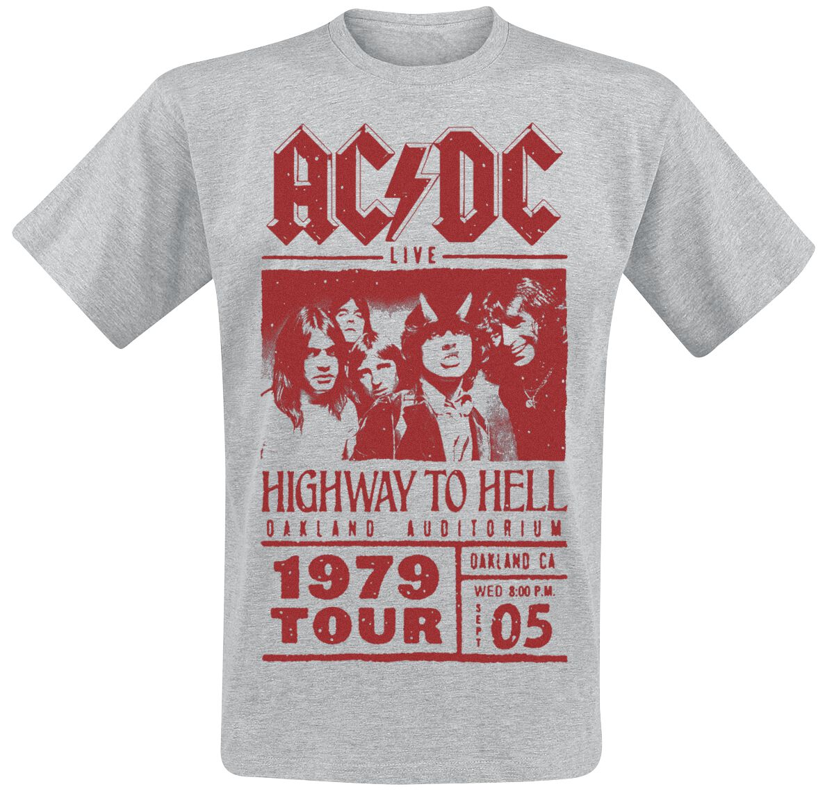 AC/DC T-Shirt - Highway To Hell - Red Photo - 1979 Tour - S bis XXL - für Männer - Größe XL - grau meliert  - Lizenziertes Merchandise! von AC/DC