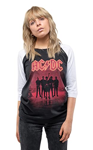 AC/DC T Shirt PWR-UP UK Band Logo Nue offiziell Raglan Damen Skinny Fit Schwarz L von AC/DC
