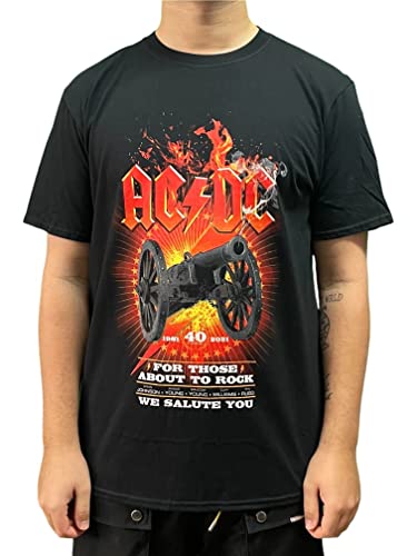 AC/DC T Shirt for Those About to Rock 40th Flaming Nue offiziell Unisex Schwarz Large von AC/DC