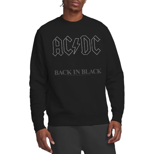 ACDC Unisex Back in Black Crew Sweatshirt, Schwarz, M von AC/DC
