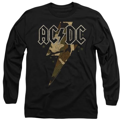 ACDC Unisex Camo Bolt Mens Long Sleeve T-Shirt, Schwarz, M von AC/DC