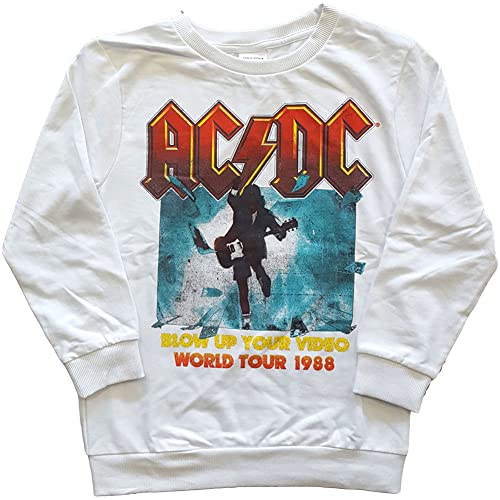 AC/DC Kids Blow Up Your Video Band Logo Sweatshirt, White, X-Large, White, weiß von AC/DC