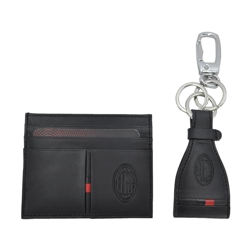 Ac Milan Herren Milan 143448 Set mit Kreditkartenetui und Schlüsselanhänger aus 100% Leder, Schwarz von Ac Milan