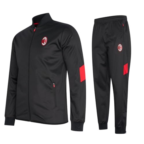 AC Milan trainingsanzug Schwarz/Rot - Size Medium - Trainingsanzuge für Herren - Jacke und Hose für Fussball Training - AC Mailand von ACM 1899