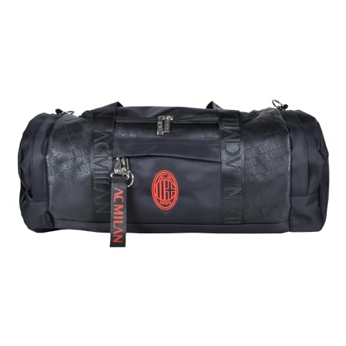 Tasche 54 x 25 x 25 cm mit 3D-Stickerei und Aufdruck Muster 143418 Milan, Schwarz, Seesack mit verschiedenen Taschen und Schlüsselanhänger Tasche 54 x 25 x 25 cm mit 3D-Stickerei und Aufdruck Muster 143418 Milan, Schwarz, Seesack mit verschiedenen Taschen und Schlüsselanhänger von AC Milan