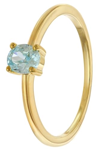 ACALEE Damenring 333 Gold (8k) Ovaler Zirkonia Hellblau AC8814-03-54 Ringgröße 54/17,2 von ACALEE