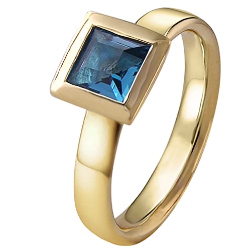 ACALEE Damenring Gold 333 / 8K Topas London Blau elegantes Schmuckstück für Damen, zauberhafte Geschenkidee, edler Geburtsstein, 90-1014-03-55 Ringgröße 55/17,5 von ACALEE