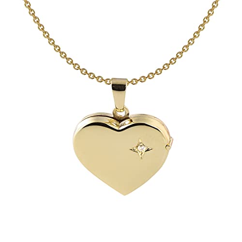 Acalee Damen-Kette mit Herz-Medaillon 333 / 8K Gold wunderschöner Halsschmuck für Frauen, elegante Geschenkidee aus Echtgold, 30-3007-45 45 cm von ACALEE