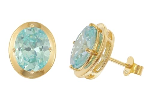 Acalee Damen-Ohrringe 925 Silber Vergoldet Zirkonia Aquamarinblau zauberhafter Ohrschmuck für Frauen, wunderschönes Accessoire und edle Geschenkidee 70-1052-02 von ACALEE