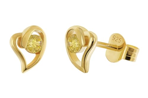 Acalee Damen Ohrringe 925 Silber Vergoldet Zirkonia Citringelb zauberhafter Ohrschmuck für Frauen, zeitlose Geschenkidee, AC8876-13 von ACALEE