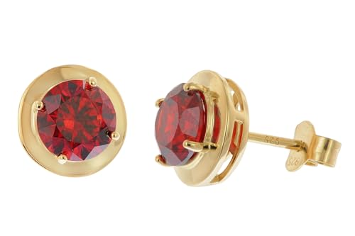 Acalee Damen-Ohrringe 925 Silber Vergoldet Zirkonia Granat-Rot zauberhafter Ohrschmuck für Frauen, wunderschönes Accessoire und edle Geschenkidee 70-1050-16 von ACALEE