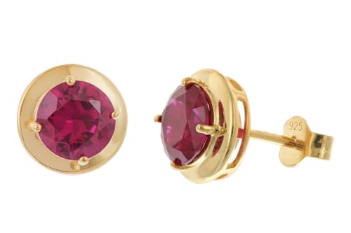 Acalee Damen-Ohrringe 925 Silber Vergoldet Zirkonia Rubinrot zauberhafter Ohrschmuck für Frauen, wunderschönes Accessoire und edle Geschenkidee 70-1050-08 von ACALEE