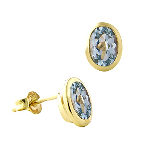 Acalee Topas-Ohrringe Gold 333 / 8K Ohrstecker mit Topas Blau zauberhafter Ohrschmuck, elegante Geschenkidee für Frauen, edler Geburtsstein, 70-1017-01 von ACALEE