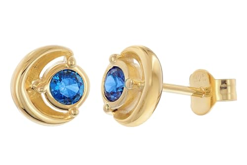 Acalee Damen Ohrstecker 925 Silber Vergoldet Zirkonia Saphir-Blau zauberhafter Ohrschmuck für Frauen, zeitlose Geschenkidee, AC8894-05 von ACALEE