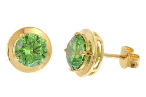 Acalee Damen-Ohrstecker 925 Silber Vergoldet Zirkonia Smaragdgrün zauberhafter Ohrschmuck für Frauen, wunderschönes Accessoire und edle Geschenkidee 70-1050-11 von ACALEE
