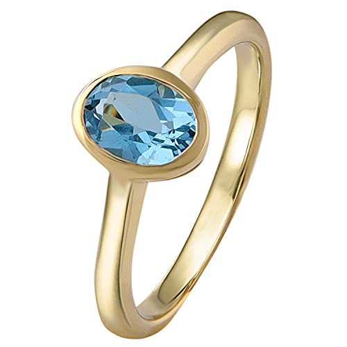 Acalee Damenring Gold 333 / 8K Topas Swiss Blau elegantes Schmuckstück für Damen, zauberhafte Geschenkidee, Geburtsstein, 90-1015-02-55 Ringgröße 55/17,5 von ACALEE