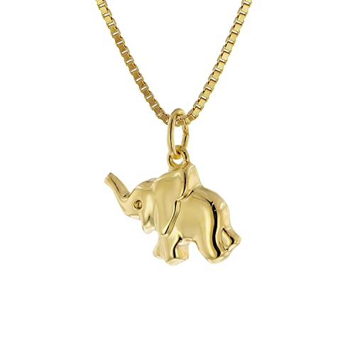 Acalee Halskette mit Glücksbringer Gold 333/8K Elefant Collier wunderschöner Halsschmuck für Damen, elegante Geschenkidee aus Echtgold, 50-1032-38 38 cm von ACALEE