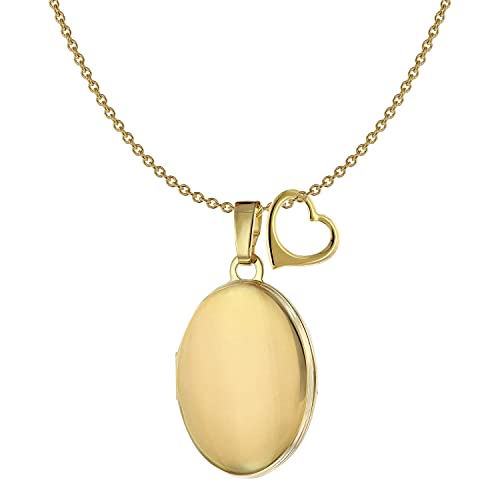 Acalee Halskette mit Medaillon und Herzchen Anhänger Gold 333 / 8K zauberhafter Halsschmuck für Frauen, elegante Geschenkidee für Damen, 30-3004_45 45 cm von ACALEE