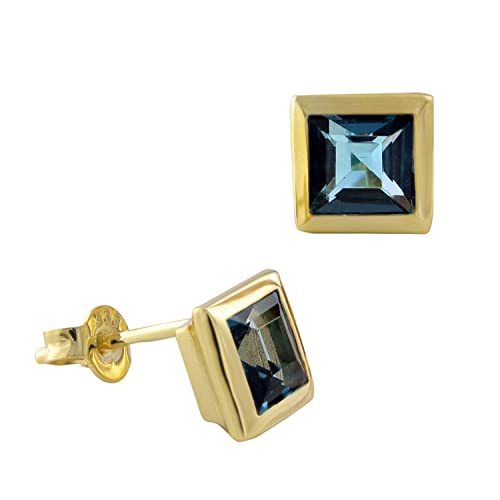 Acalee Topas-Ohrringe Gold 333 / 8K Stecker Topas London Blau zauberhafter Ohrschmuck, elegante Geschenkidee für Frauen, edler Geburtsstein, 70-1018-03 von ACALEE