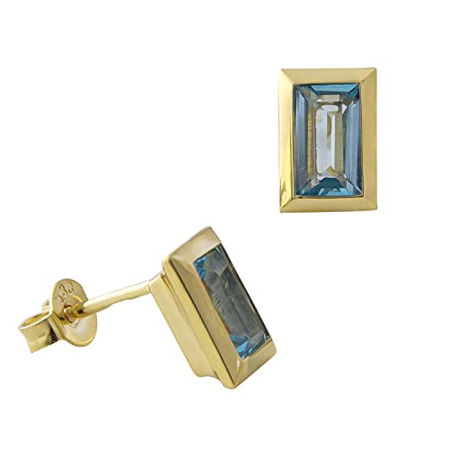 Acalee Topaz-Ohrringe Gold 333 / 8K Ohrstecker Swiss Blau zauberhafter Ohrschmuck, elegante Geschenkidee für Frauen, edler Geburtsstein, 70-1026-02 von ACALEE