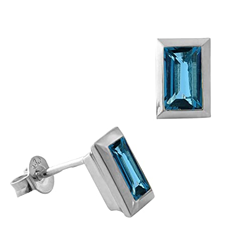 Acalee Topas-Ohrringe Weißgold 333 Stecker mit Topas London Blau zauberhafter Ohrschmuck, elegante Geschenkidee für Frauen, edler Geburtsstein, 70-1023-03 von ACALEE