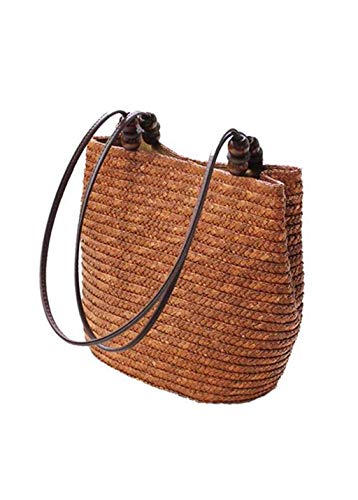 ACAMPTAR Gestrickte Stroh Tasche Sommer Boehmen Mode Frauen Handtaschen Streifen Umhaengetaschen Strandtasche grosse Tragetaschen () von ACAMPTAR